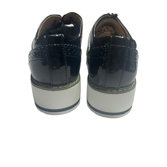 DADAWEN Women's Black Plateform Lace-Up Wingtip Square Toe Oxfords Size: US 8.5 - Picture 4 of 13